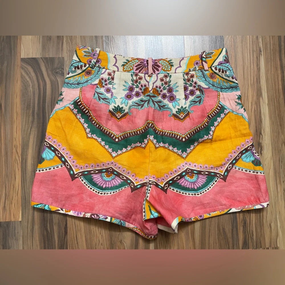 Zara Multicolor High Waist linen blend Women's Shorts - Picture 2 of 9